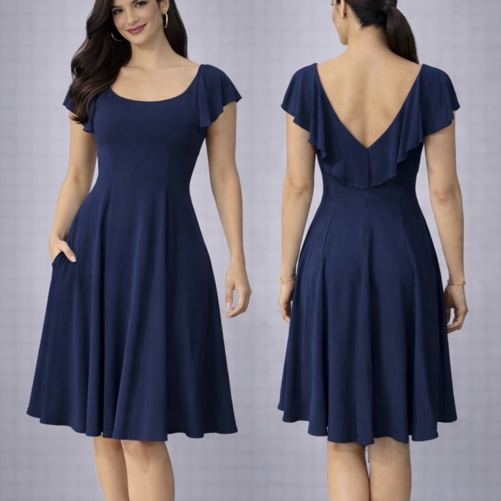 Nanette Lepore Flutter Dress 6 Blue NWT Stretch Career Church Flowy Washable